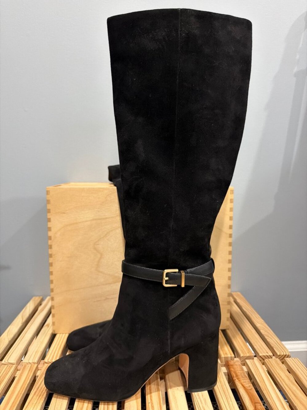 J.McLaughlin Gaia Suede Knee-High Boots – 3" Block Heel, Size 8.5